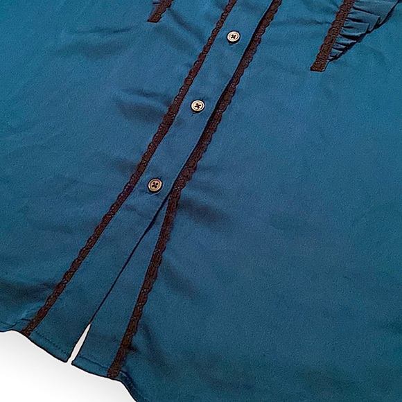 BANANA REPUBLIC Teal Ruffled Dillon Shirt - Picture 5 of 9